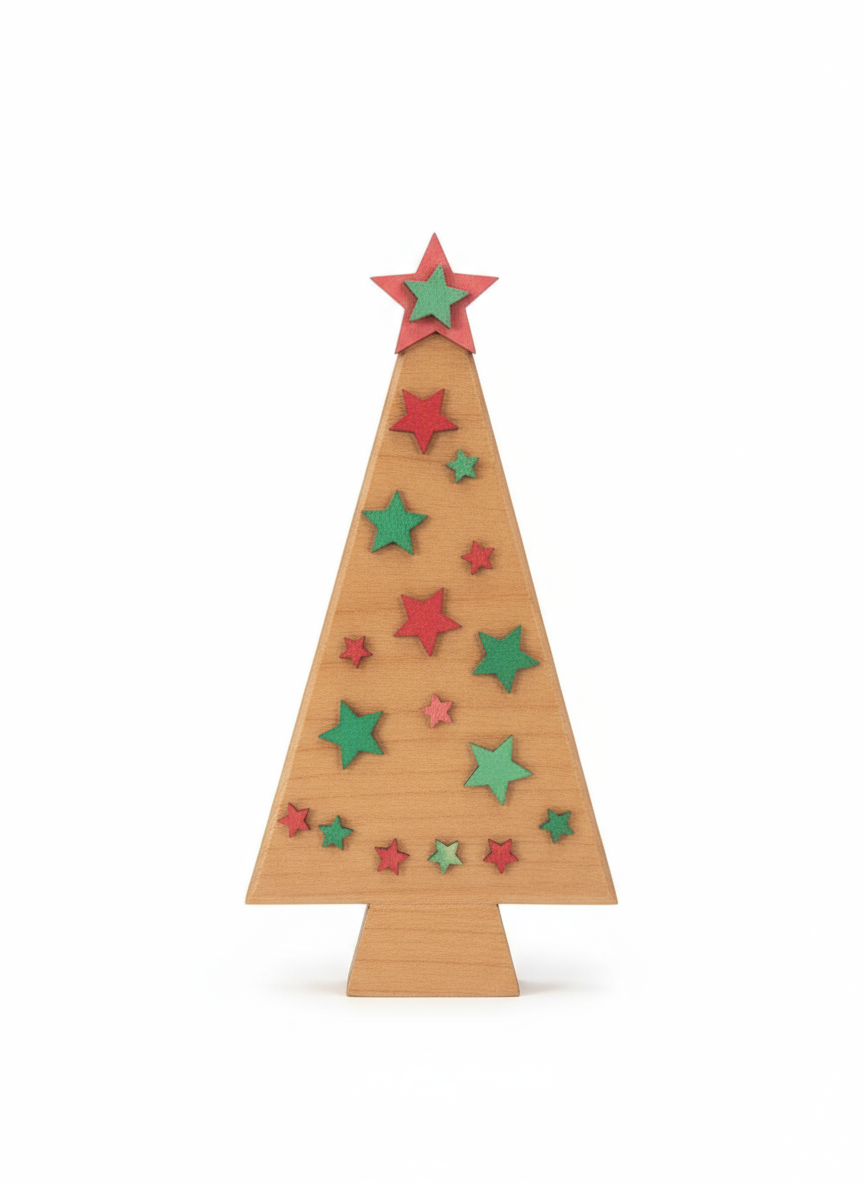 Decorative Wooden Holiday Tree with Stars